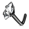 WildKlass Marquise CZ Top 316L Surgical Steel L Bend Nose Stud Rings-WildKlass Jewelry