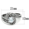 WildKlass Stainless Steel Ring High Polished (no Plating) Women AAA Grade CZ Clear-WildKlass Jewelry