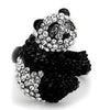 WildKlass Stainless Steel Cute Panda Ring Two-Tone IP Black Women Top Grade Crystal Black Diamond-WildKlass Jewelry