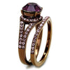 WildKlass Stainless Steel Ring IP Coffee Light Women Top Grade Crystal Amethyst-WildKlass Jewelry