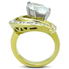 WildKlass Stainless Steel Ring Two-Tone IP Gold Women AAA Grade CZ Clear-WildKlass Jewelry