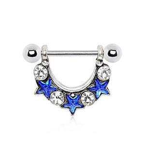 316L Stainless Steel Blue Star Spangled WildKlass Nipple Ring-WildKlass Jewelry