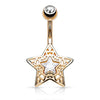 CZ Centered Filigree Star 316L Surgical Steel WildKlass Belly Button Navel Rings-WildKlass Jewelry