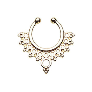 Golden Grand Entice Filigree WildKlass Fake Septum Clip-On Ring-WildKlass Jewelry