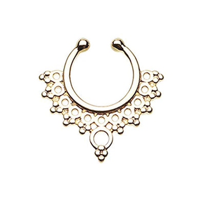 Golden Grand Entice Filigree WildKlass Fake Septum Clip-On Ring-WildKlass Jewelry