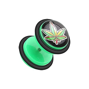 Fresh Pot Leaf Acrylic WildKlass Fake Plug with O-Rings-WildKlass Jewelry