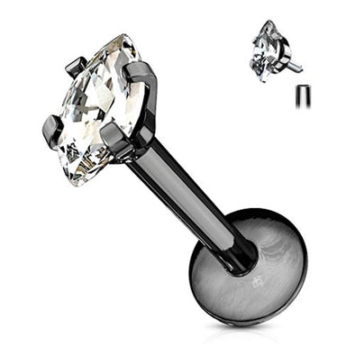 Marquise CZ 316L Internally Threaded WildKlass Labret, Monroe, Cartilage Stud Rings-WildKlass Jewelry