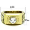 WildKlass Stainless Steel Ring IP Gold Men AAA Grade CZ Clear-WildKlass Jewelry
