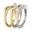 WildKlass Stainless Steel Ring Three Tone IP（IP Gold & IP Rose Gold & High Polished Women Top Grade Crystal Clear-WildKlass Jewelry