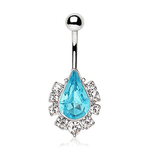 316L Stainless Steel Aqua Teardrop WildKlass Navel Ring-WildKlass Jewelry