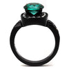 WildKlass Stainless Steel Ring IP Black Women Synthetic Blue Zircon-WildKlass Jewelry