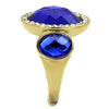 WildKlass Stainless Steel Ring IP Gold Women Synthetic Sapphire-WildKlass Jewelry