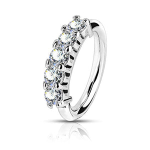 WildKlass 316L Surgical Steel Bendable Hoop Ring with 5 Lined CZ-WildKlass Jewelry