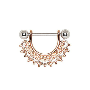 Rose Gold Plated Filigree Fan Design WildKlass Nipple Ring-WildKlass Jewelry