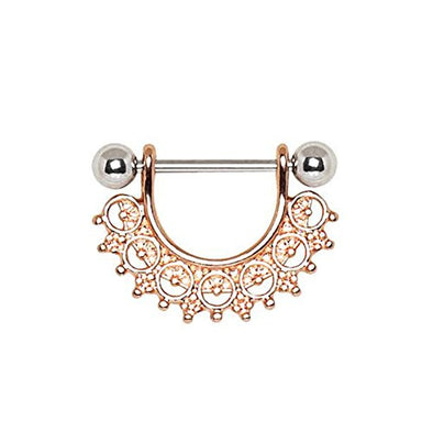 Rose Gold Plated Filigree Fan Design WildKlass Nipple Ring-WildKlass Jewelry