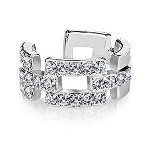 Square Links Paved CZ Non-Piercing WildKlass Ear Cuff-WildKlass Jewelry