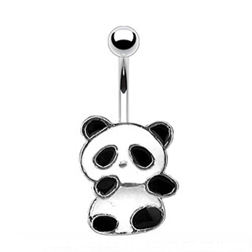 Enamel Colored Panda Bear Belly WildKlass Ring (Sold by Piece)-WildKlass Jewelry