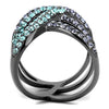 WildKlass Stainless Steel Ring IP Light Black (IP Gun) Women Top Grade Crystal Multi Color-WildKlass Jewelry