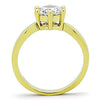 WildKlass Stainless Steel Solitaire Ring IP Gold Women AAA Grade CZ Clear-WildKlass Jewelry