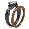 WildKlass Stainless Steel Ring IP Light Black & IP Light Coffee Women AAA Grade CZ Clear-WildKlass Jewelry