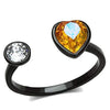 WildKlass Stainless Steel Ring IP Black Women Top Grade Crystal Champagne-WildKlass Jewelry