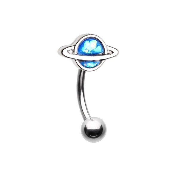 Saturn Planet WildKlass Curved Barbell Eyebrow Ring-WildKlass Jewelry