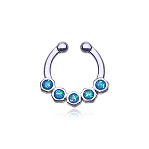 Colorline Opal Hexa Gemina WildKlass Fake Septum Clip-On Ring-WildKlass Jewelry
