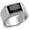 WildKlass Stainless Steel Ring High Polished (no Plating) Men Synthetic Jet-WildKlass Jewelry
