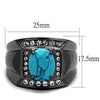 WildKlass Stainless Steel Ring IP Light Black (IP Gun) Men Synthetic Sea Blue-WildKlass Jewelry