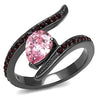 WildKlass Stainless Steel Ring IP Light Black (IP Gun) Women AAA Grade CZ Rose-WildKlass Jewelry