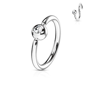 Front Facing Press Fit Gem Ball Fixed 316L Surgical Steel WildKlass Hoop Rings for Ear, Nose, Eyebrow and More-WildKlass Jewelry
