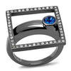WildKlass Stainless Steel Ring IP Light Black (IP Gun) Women Top Grade Crystal Capri Blue-WildKlass Jewelry