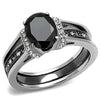 WildKlass Stainless Steel Ring Two-Tone IP Black Women Synthetic Jet-WildKlass Jewelry