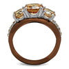 WildKlass Stainless Steel Ring Two Tone IP Light Brown (IP Light Coffee) Women AAA Grade CZ Champagne-WildKlass Jewelry