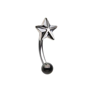 Nautical Star Curved WildKlass Barbell Eyebrow Ring-WildKlass Jewelry