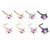 Black-GoldRose-Gold-Silver Iridescent Cat Silhouette Face L-Shape-Stud Nose Ring-WildKlass Jewelry
