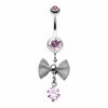 Golden & Rose Gold & Silver Dainty Bow Tie Gem Sparkle Belly Button Ring-WildKlass Jewelry