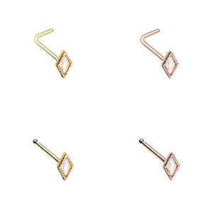 Golden & Rose Gold Illuminating Diamond Shape L-Shape & Stud Nose Ring-WildKlass Jewelry