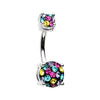 Golden & Silver & Color Multi Sprinkle Dot Gem Prong Sparkle Belly Button Ring-WildKlass Jewelry