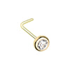 Golden & Rose Gold & Silver Benevolent Bezel Gem L-Shape Nose Ring-WildKlass Jewelry