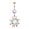 Rose Gold & Colorline Iridescent Blazing Sun Belly Button Ring-WildKlass Jewelry