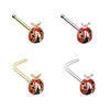 Silver & Gold Dainty Ladybug L-Shape Nose Ring-WildKlass Jewelry