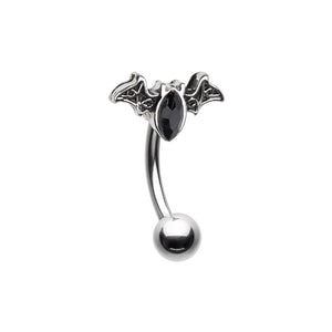 Bat Outta Hell WildKlass Curved Barbell Eyebrow Ring-WildKlass Jewelry