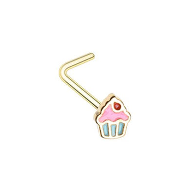 Golden Icing to my Cupcake WildKlass L-Shape Nose Ring-WildKlass Jewelry