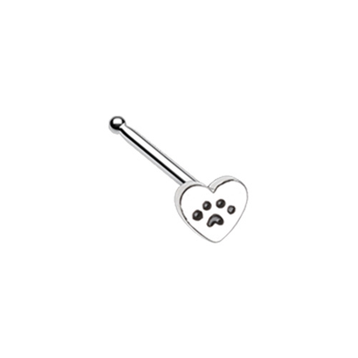 Heart Paw Animal Lover WildKlass Nose Stud Ring-WildKlass Jewelry