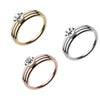 Golden & Rose Gold & Silver Three Row Gemmed Steel Bendable Nose Hoop-WildKlass Jewelry