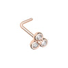 Golden & Rose Gold & Silver Bezel Trilogy L-Shape Nose Ring-WildKlass Jewelry