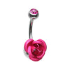 Golden & Rose Gold & Silver Bright Metal Rose Blossom Belly Button Ring-WildKlass Jewelry