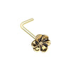 Golden & Silver Hellebore Floral L-Shape & Stud Nose Ring-WildKlass Jewelry