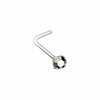 Gold, Silver Prong Set Iridescent Gem Top Steel L-Shaped, Stud Nose Ring-WildKlass Jewelry